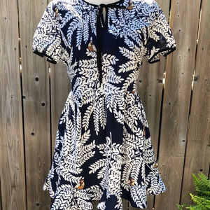 Milk cocoa dress SZ  S navy blue bird print